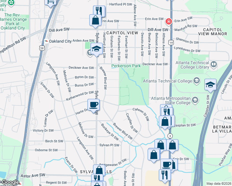 map of restaurants, bars, coffee shops, grocery stores, and more near 817 Braddock St SW in Atlanta