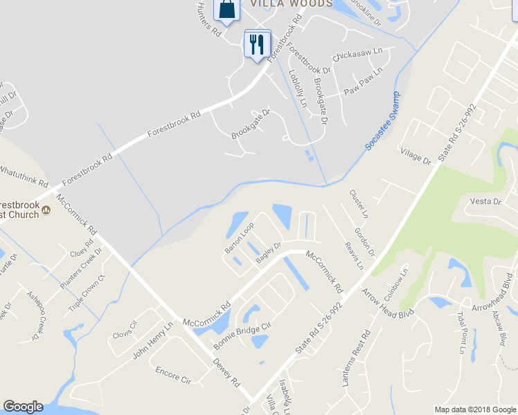 map of restaurants, bars, coffee shops, grocery stores, and more near 433 Barton Loop in Myrtle Beach