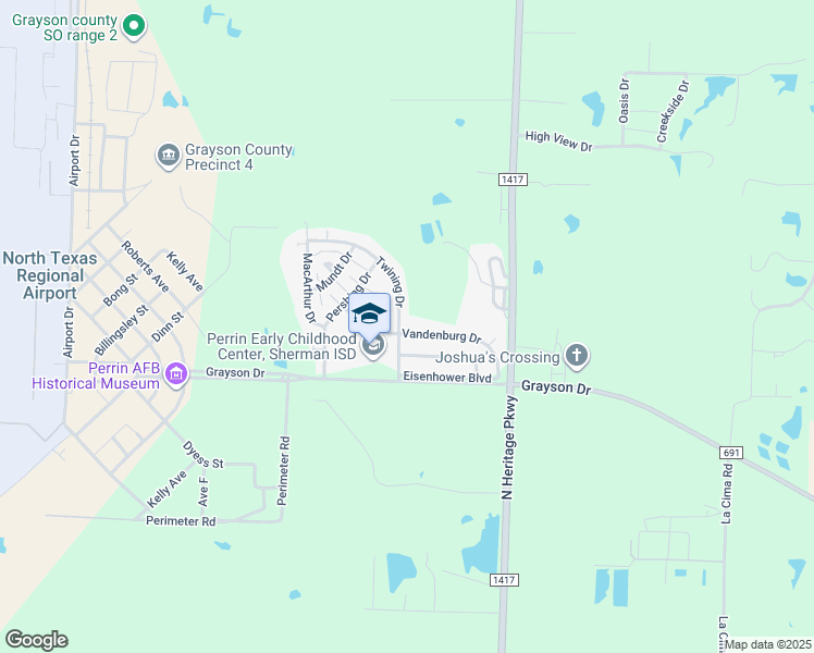 map of restaurants, bars, coffee shops, grocery stores, and more near 110 Vandenburg Drive in Denison