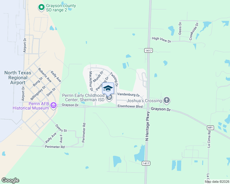 map of restaurants, bars, coffee shops, grocery stores, and more near 110 Vandenburg Drive in Denison