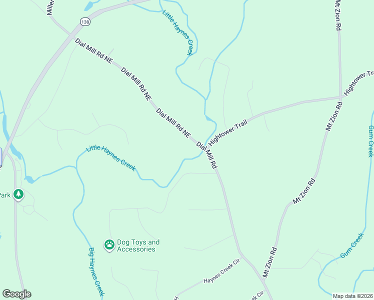 map of restaurants, bars, coffee shops, grocery stores, and more near 3961 Dial Mill Road Northeast in Conyers