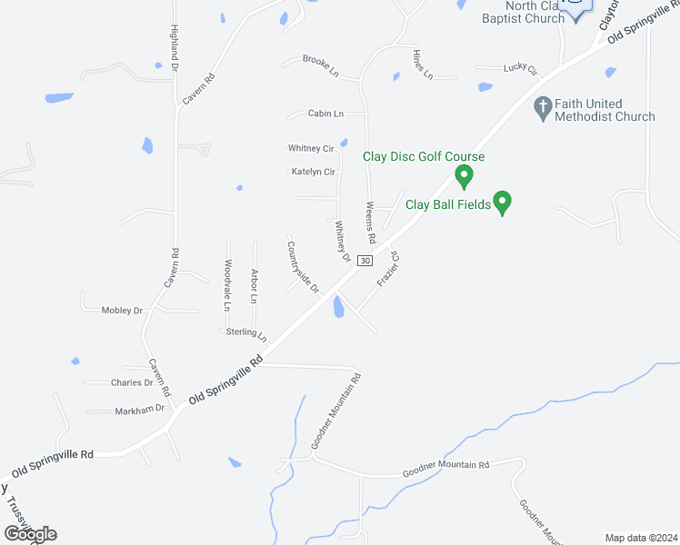 map of restaurants, bars, coffee shops, grocery stores, and more near 7136 Old Springville Road in Pinson