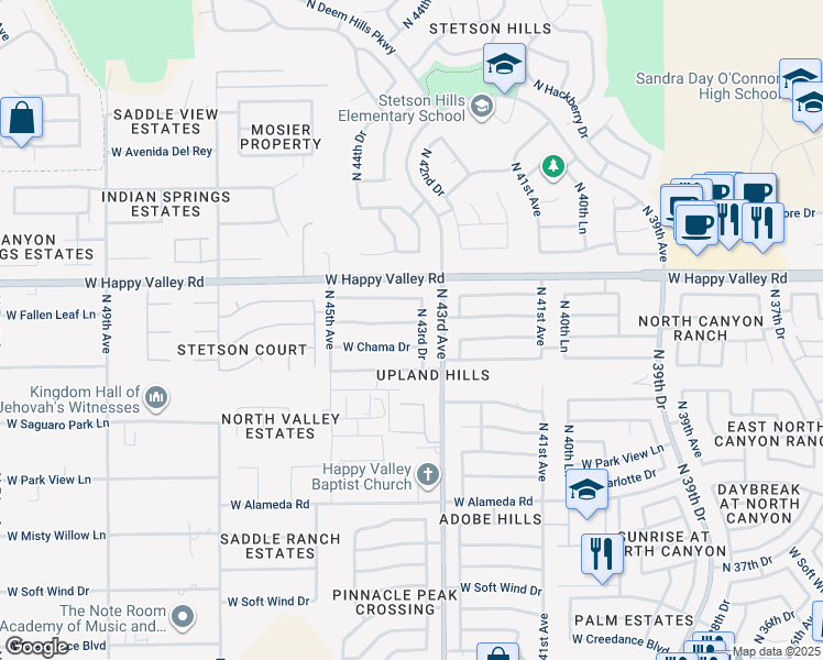 map of restaurants, bars, coffee shops, grocery stores, and more near 4329 W Fallen Leaf Ln in Glendale