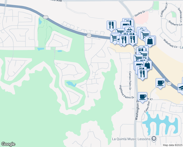 map of restaurants, bars, coffee shops, grocery stores, and more near 46526 Arapahoe in Indian Wells