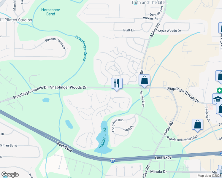 map of restaurants, bars, coffee shops, grocery stores, and more near 4943 Snapfinger Woods Drive in Decatur