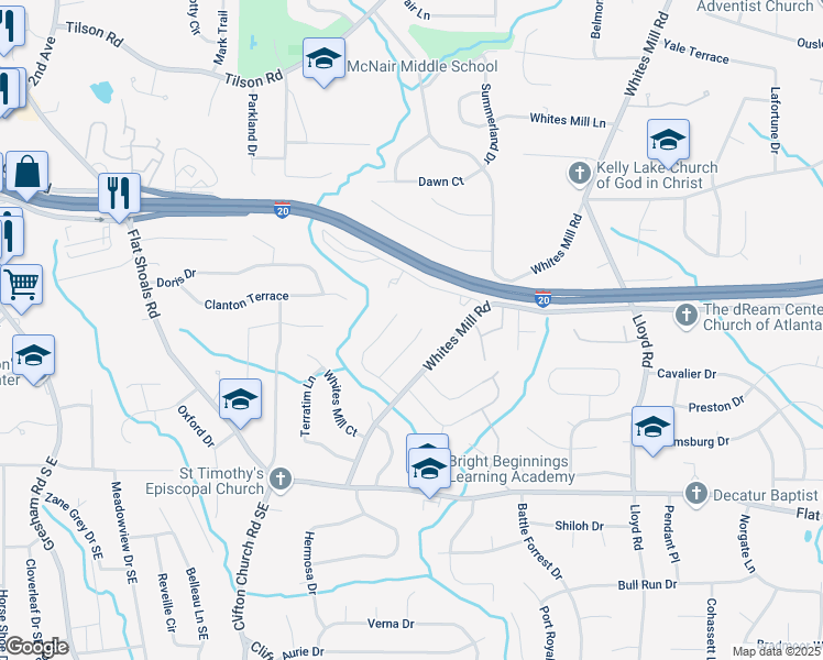 map of restaurants, bars, coffee shops, grocery stores, and more near 2374 Brandenberry Court in Decatur