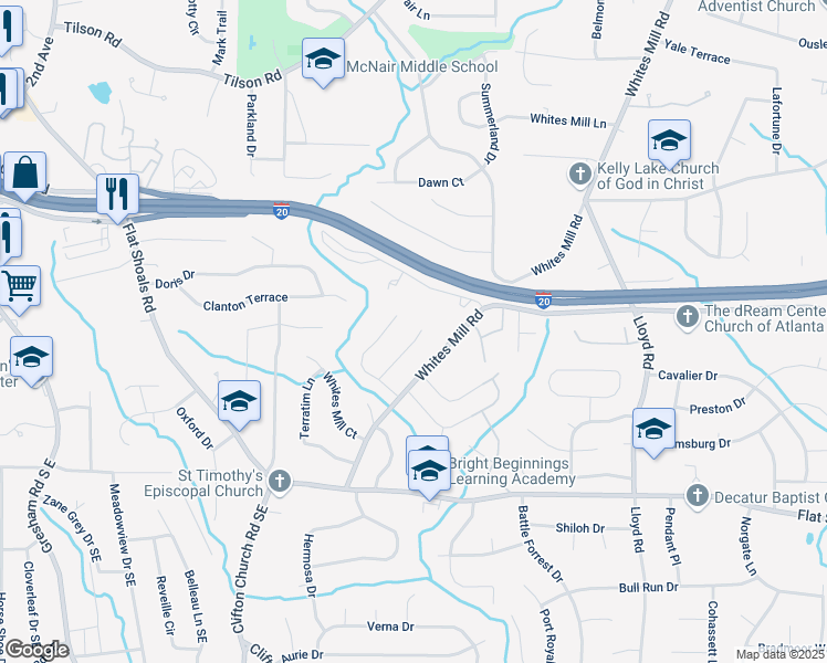 map of restaurants, bars, coffee shops, grocery stores, and more near 2374 Brandenberry Court in Decatur