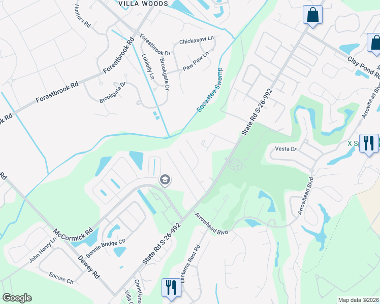 map of restaurants, bars, coffee shops, grocery stores, and more near 3607 Cluster Lane in Myrtle Beach