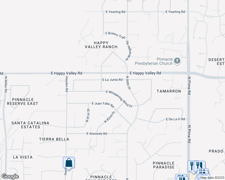map of restaurants, bars, coffee shops, grocery stores, and more near 8222 East Whispering Wind Drive in Scottsdale