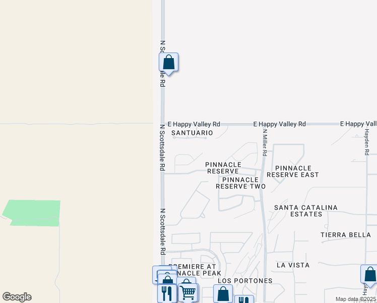 map of restaurants, bars, coffee shops, grocery stores, and more near 7344 East Desert Vista Road in Scottsdale