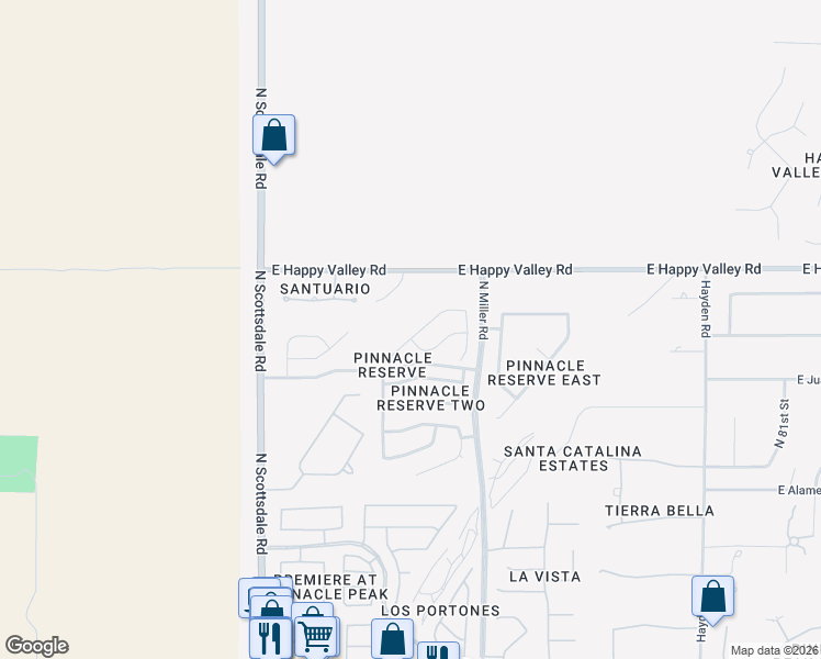 map of restaurants, bars, coffee shops, grocery stores, and more near 7468 East Christmas Cholla Drive in Scottsdale