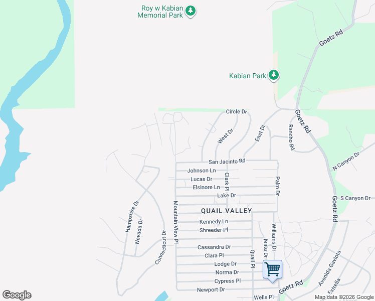 map of restaurants, bars, coffee shops, grocery stores, and more near 26300 Mountain View Place in Menifee