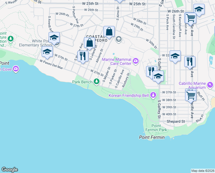 map of restaurants, bars, coffee shops, grocery stores, and more near 907 West Paseo Del Mar in Los Angeles