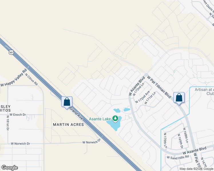 map of restaurants, bars, coffee shops, grocery stores, and more near West Capital Reef Road in Surprise
