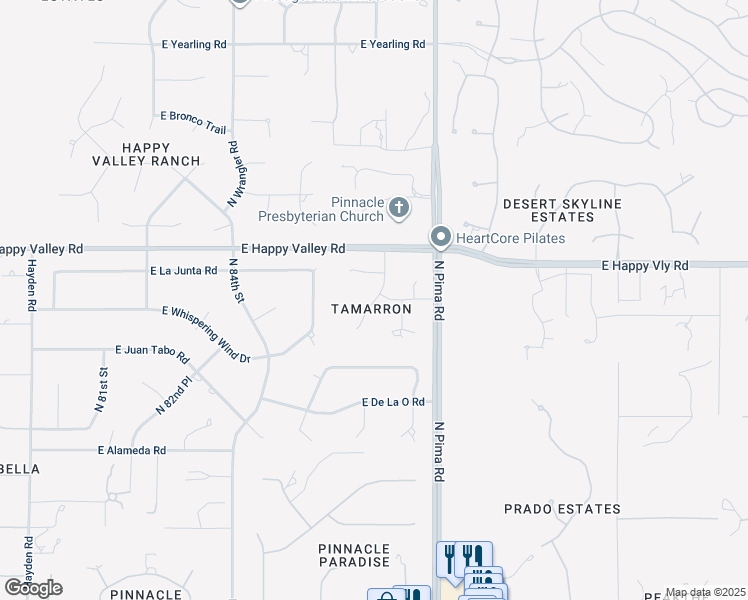 map of restaurants, bars, coffee shops, grocery stores, and more near North 87th Street in Scottsdale