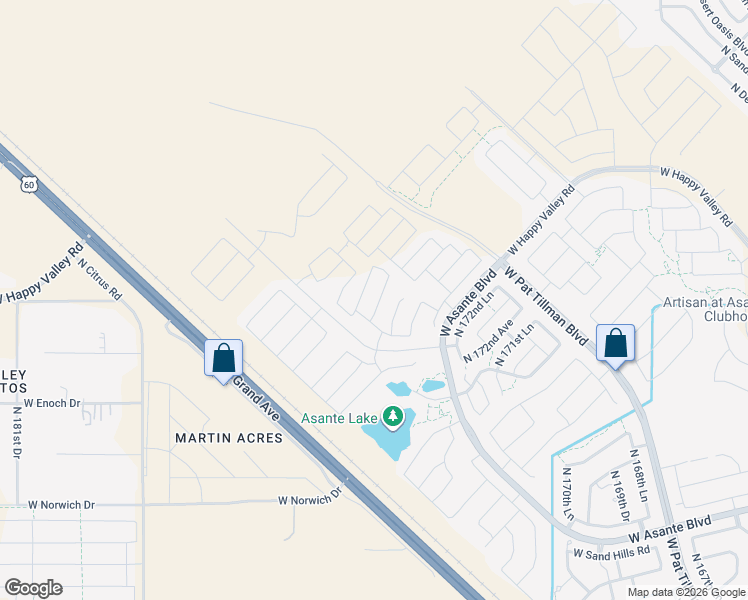 map of restaurants, bars, coffee shops, grocery stores, and more near West Capital Reef Road in Surprise