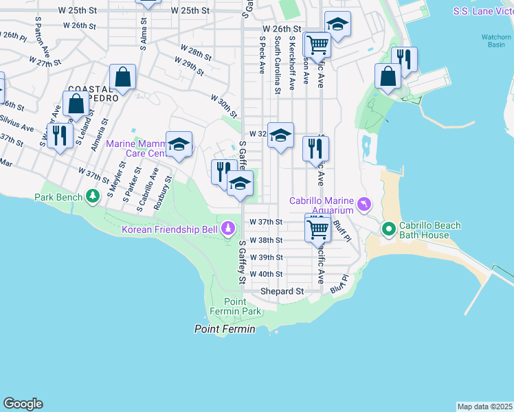 map of restaurants, bars, coffee shops, grocery stores, and more near 678 West 37th Street in Los Angeles