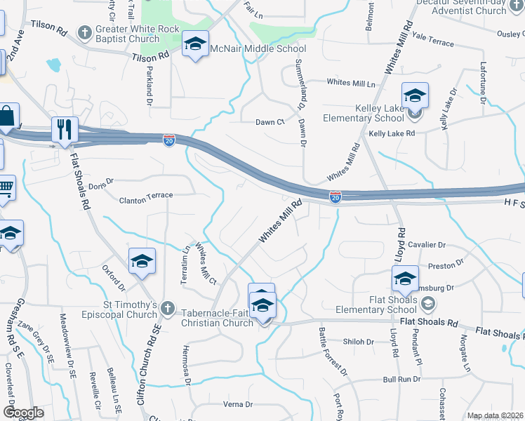 map of restaurants, bars, coffee shops, grocery stores, and more near 2368 Brandenberry Court in Decatur