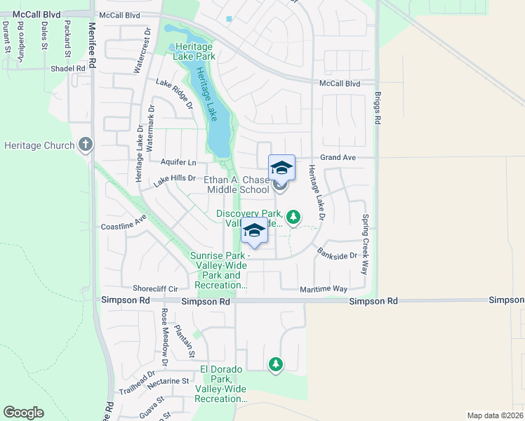 map of restaurants, bars, coffee shops, grocery stores, and more near 29596 Barefoot Circle in Menifee