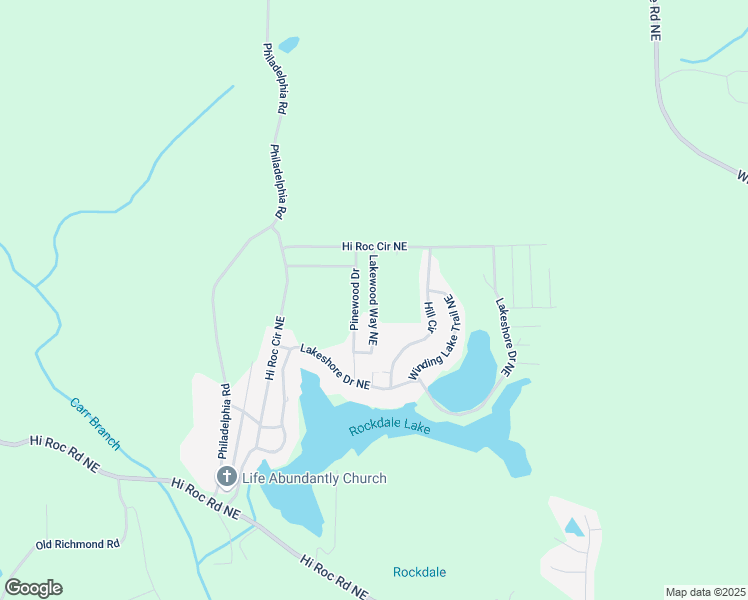 map of restaurants, bars, coffee shops, grocery stores, and more near Lakewood Way Northeast in Rockdale County