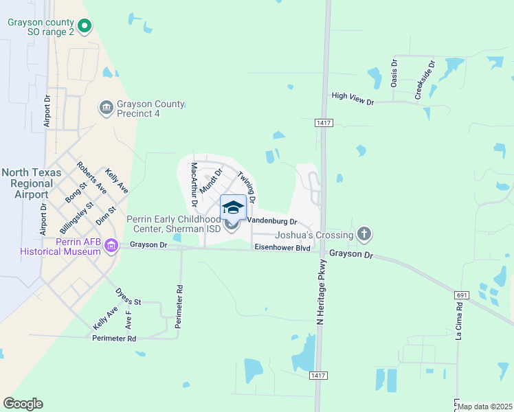 map of restaurants, bars, coffee shops, grocery stores, and more near 110 Vandenburg Drive in Denison