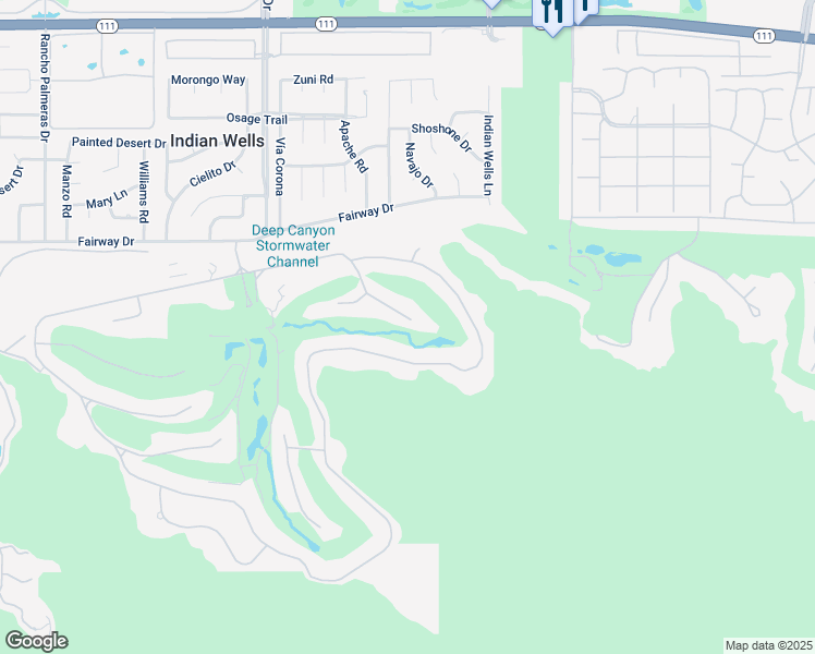 map of restaurants, bars, coffee shops, grocery stores, and more near 46383 Amethyst Drive in Indian Wells