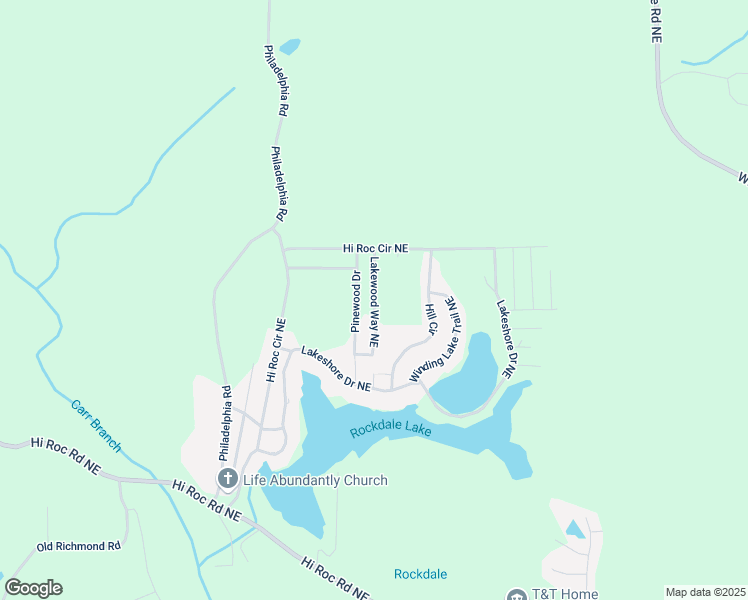 map of restaurants, bars, coffee shops, grocery stores, and more near Lakewood Way Northeast in Rockdale County