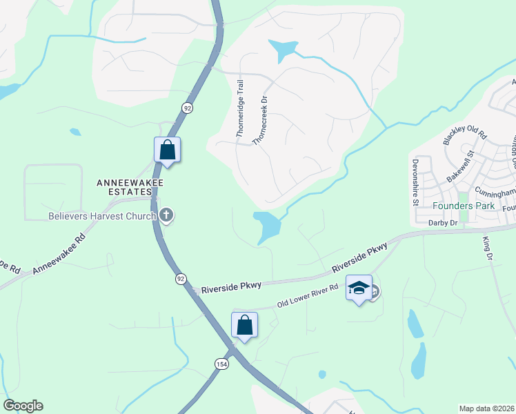 map of restaurants, bars, coffee shops, grocery stores, and more near 3445 Lake Valley Way in Douglasville
