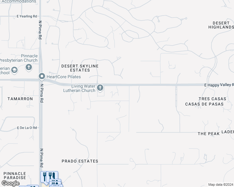 map of restaurants, bars, coffee shops, grocery stores, and more near 9333 East Happy Valley Road in Scottsdale