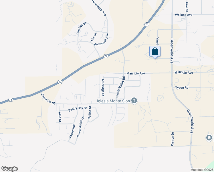 map of restaurants, bars, coffee shops, grocery stores, and more near 53199 Iceberg Street in Lake Elsinore