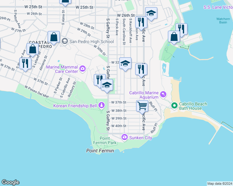 map of restaurants, bars, coffee shops, grocery stores, and more near 3531 South Peck Avenue in Los Angeles