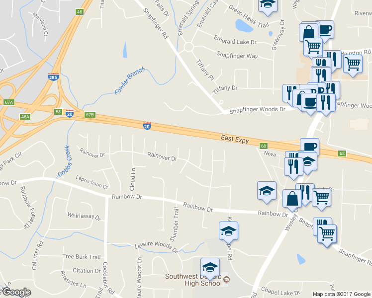 map of restaurants, bars, coffee shops, grocery stores, and more near 2581 Star Lane in Decatur