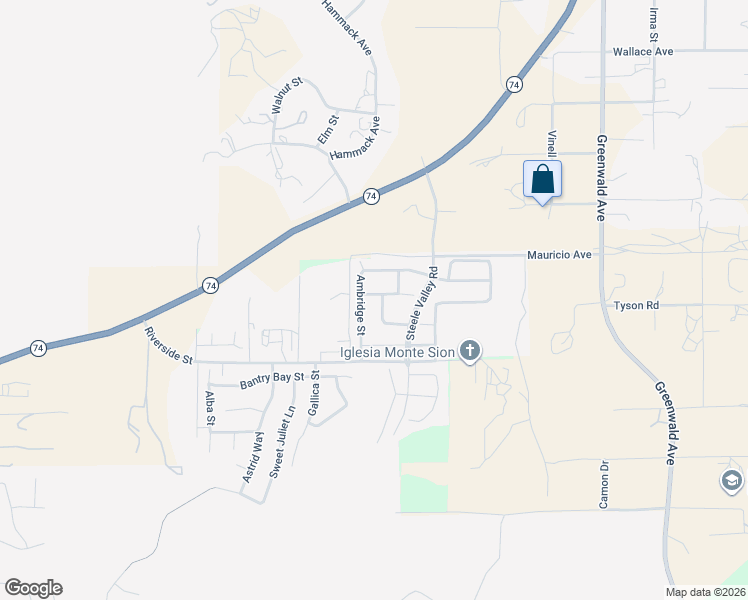 map of restaurants, bars, coffee shops, grocery stores, and more near 53199 Iceberg Street in Lake Elsinore