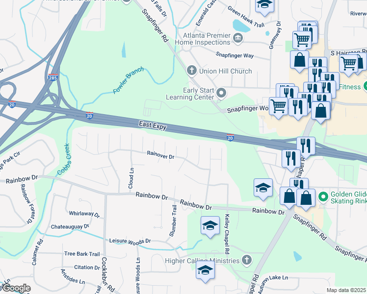 map of restaurants, bars, coffee shops, grocery stores, and more near 2581 Star Lane in Decatur