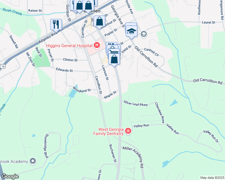 map of restaurants, bars, coffee shops, grocery stores, and more near 632 Lawson Street in Bremen