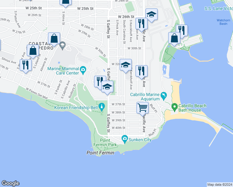 map of restaurants, bars, coffee shops, grocery stores, and more near 3531 South Peck Avenue in Los Angeles