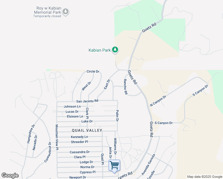 map of restaurants, bars, coffee shops, grocery stores, and more near 28161 Cottontail Drive in Canyon Lake