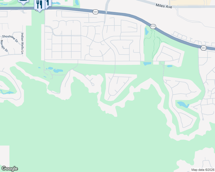 map of restaurants, bars, coffee shops, grocery stores, and more near 46315 Manitou Drive in Indian Wells