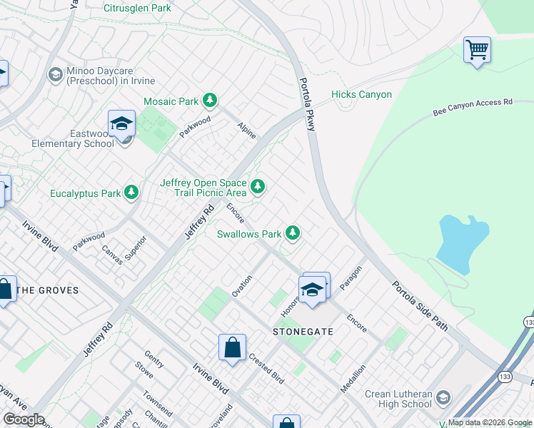 map of restaurants, bars, coffee shops, grocery stores, and more near 60 Boxberry in Irvine