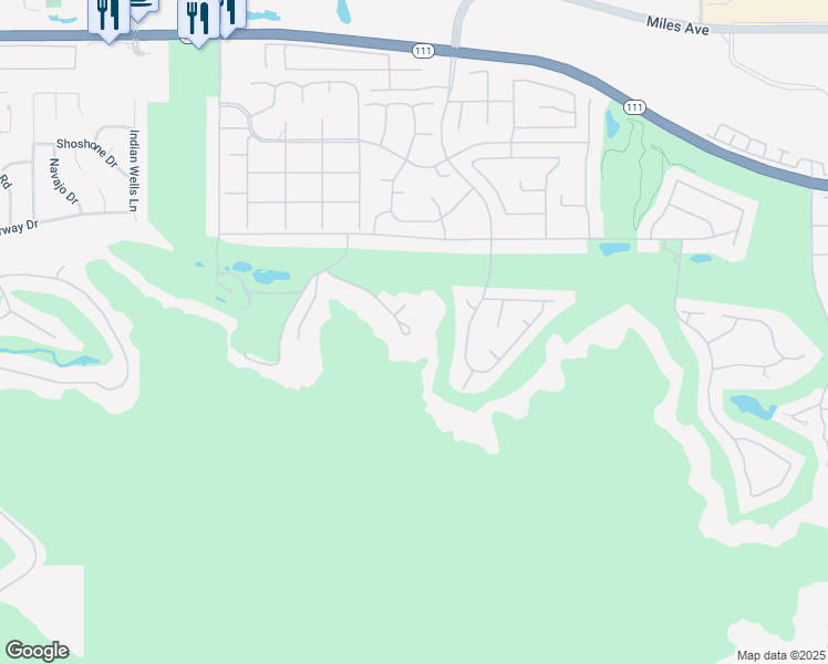 map of restaurants, bars, coffee shops, grocery stores, and more near 77110 Desi Drive in Indian Wells
