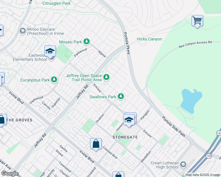 map of restaurants, bars, coffee shops, grocery stores, and more near 60 Boxberry in Irvine