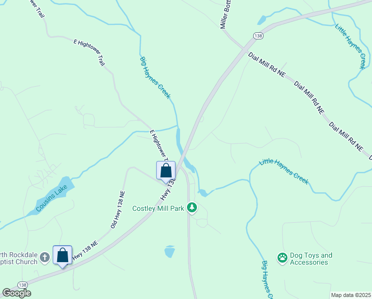 map of restaurants, bars, coffee shops, grocery stores, and more near 3502-3526 Georgia 138 in Conyers