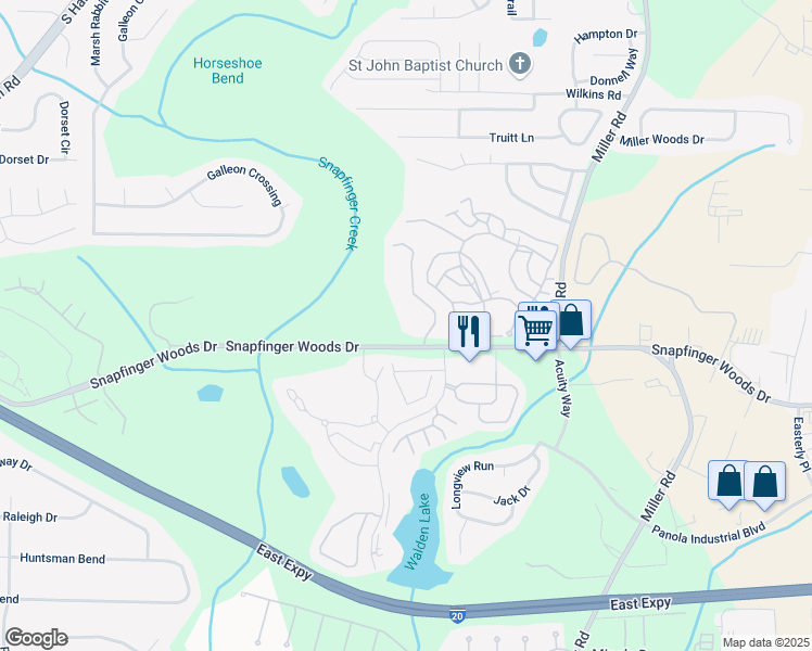 map of restaurants, bars, coffee shops, grocery stores, and more near 2565 Terrace Trail in Decatur