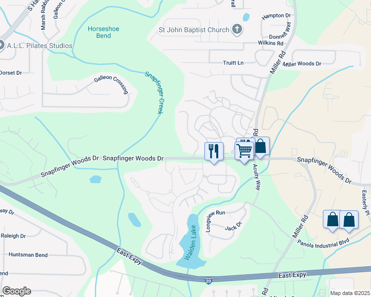 map of restaurants, bars, coffee shops, grocery stores, and more near 2549 Terrace Trail in Decatur