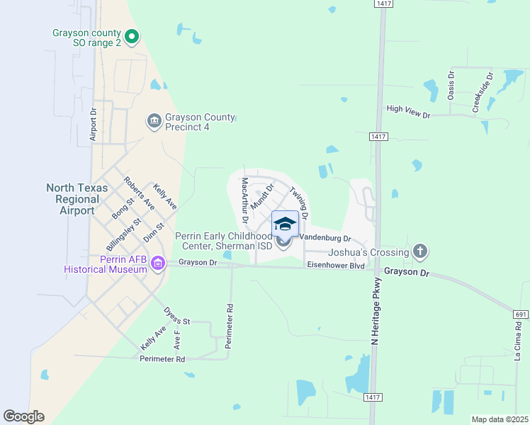 map of restaurants, bars, coffee shops, grocery stores, and more near 63 Mundt Drive in Denison