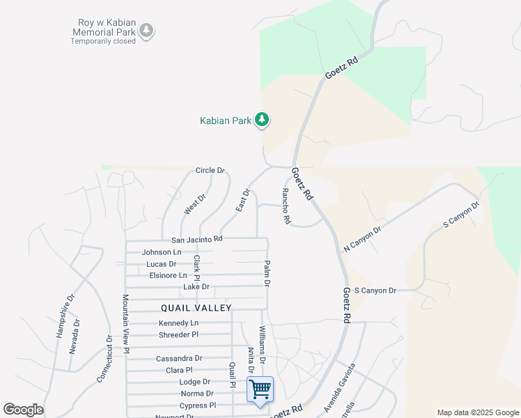 map of restaurants, bars, coffee shops, grocery stores, and more near 28150 Casa Vista in Menifee
