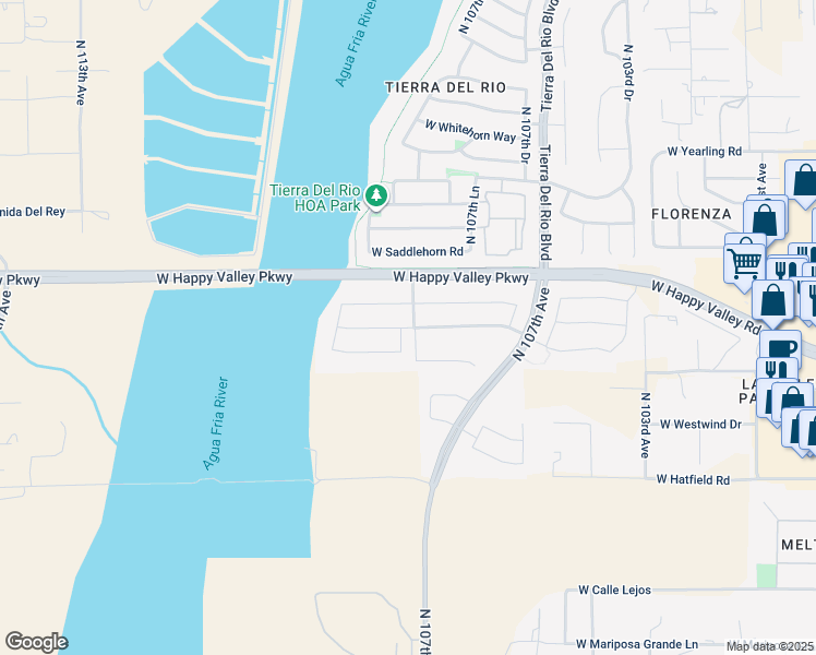 map of restaurants, bars, coffee shops, grocery stores, and more near 10398 West Swayback Pass in Peoria