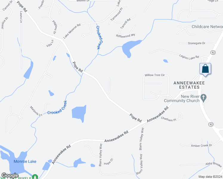 map of restaurants, bars, coffee shops, grocery stores, and more near 3060 Autumn Woods Court in Douglasville