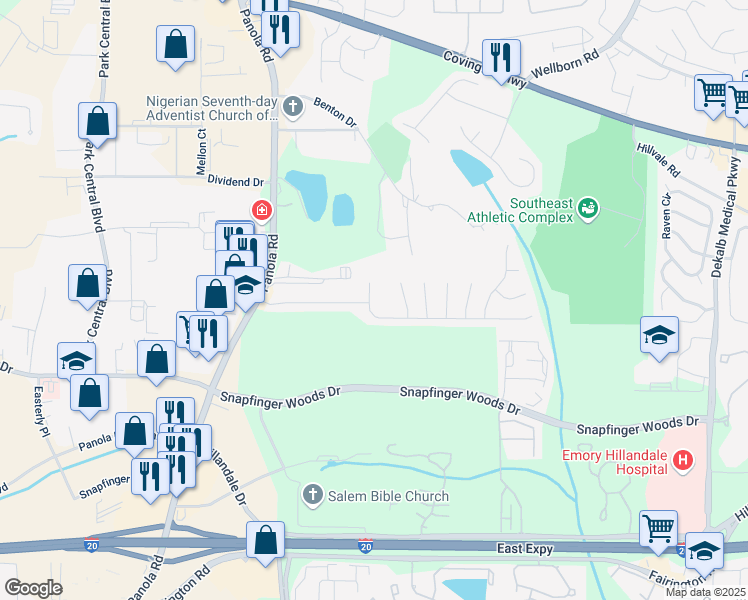 map of restaurants, bars, coffee shops, grocery stores, and more near 5348 Shirewick Lane in Lithonia