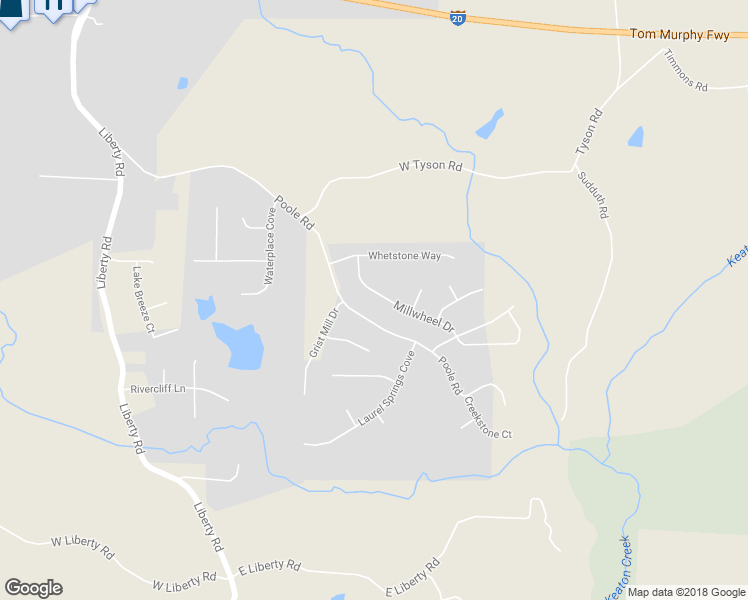 map of restaurants, bars, coffee shops, grocery stores, and more near 130 Millwheel Drive in Villa Rica